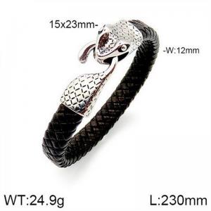 Stainless Steel Leather Bracelet - KB182775-NT