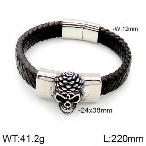 Stainless Steel Leather Bracelet - KB182777-NT