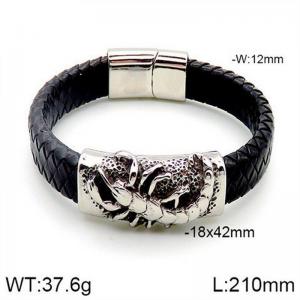 Stainless Steel Leather Bracelet - KB182779-NT