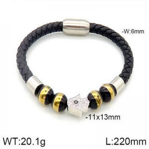 Stainless Steel Leather Bracelet - KB182785-NT