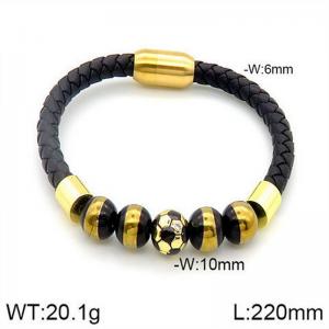 Stainless Steel Leather Bracelet - KB182787-NT