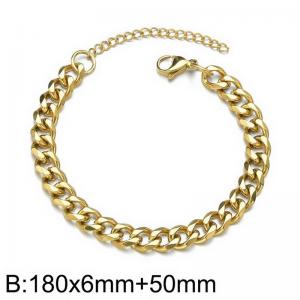Trendy and domineering gold six sided polished 180X6mm stainless steel bracelet - KB182793-Z