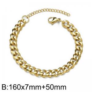 Personalized hip-hop gold six sided polished 160X7mm stainless steel bracelet - KB182798-Z