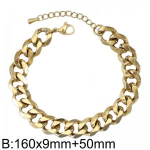 Personalized smooth gold Cuban chain 160X90mm men's titanium steel bracelet - KB182804-Z