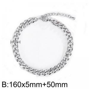 Fashionable and trendy steel colored Cuban chain 160X5mm titanium steel bracelet - KB182807-Z