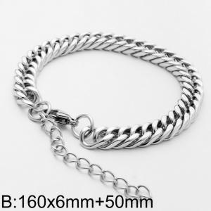 Trendy titanium steel double woven grinding four sided Cuban chain 160X6mm steel color bracelet - KB182813-Z