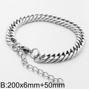 Trendy titanium steel double woven grinding four sided Cuban chain 200X6mm steel color bracelet - KB182815-Z