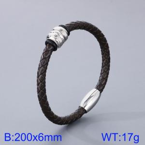 Stainless Steel Leather Bracelet - KB182850-TXH