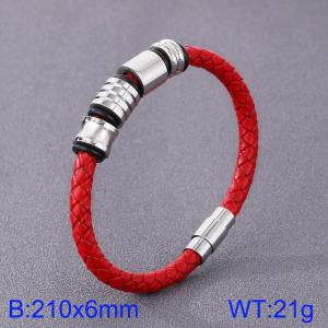 Stainless Steel Leather Bracelet - KB182853-TXH