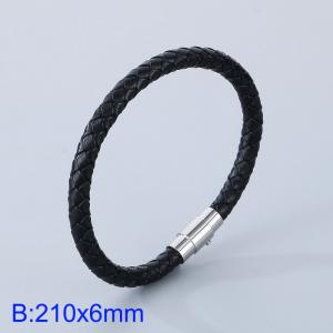 Stainless Steel Leather Bracelet - KB182859-TXH