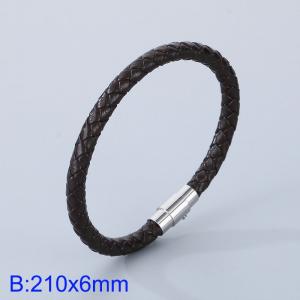 Stainless Steel Leather Bracelet - KB182860-TXH
