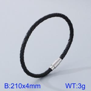 Stainless Steel Leather Bracelet - KB182862-TXH
