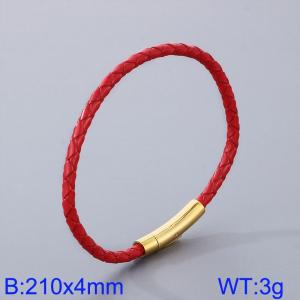 Stainless Steel Leather Bracelet - KB182864-TXH