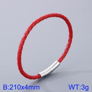 Stainless Steel Leather Bracelet - KB182866-TXH