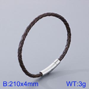 Stainless Steel Leather Bracelet - KB182867-TXH