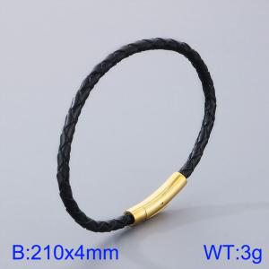 Stainless Steel Leather Bracelet - KB182868-TXH