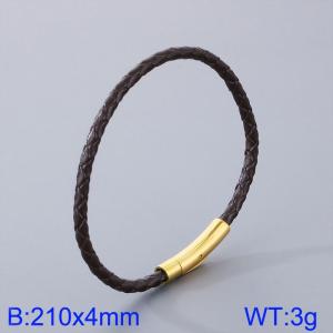 Stainless Steel Leather Bracelet - KB182869-TXH