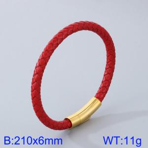 Stainless Steel Leather Bracelet - KB182870-TXH