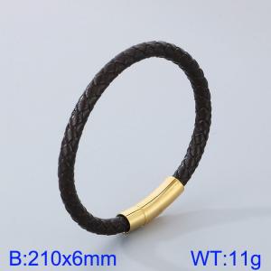 Stainless Steel Leather Bracelet - KB182872-TXH