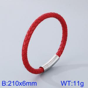 Stainless Steel Leather Bracelet - KB182873-TXH