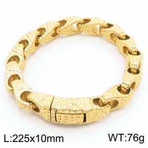 225mm Men Dotted Surface Gold-Plated Stainless Steel Link Bracelet - KB182888-KJX