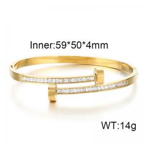 European and American fashion stainless steel geometric diamond inlay adjustable size charm gold banglet - KB182901-SP