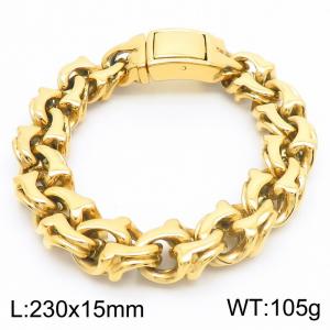 230mm Gold-PLated Stainless Steel Twisted Link Bracelet - KB182942-KJX