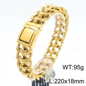 220mm Polished Gold-Plated Stainless Steel Novel Link Bracelet - KB182944-KJX