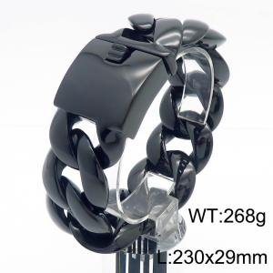 230mm Black Stainless Steel Heavy Cuban Chain Bracelet - KB182945-KJX