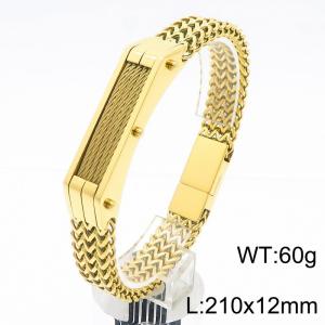 European and American Volkswagen Design Personalized Hip Hop Style Stainless Steel Keel Chain Temperament Gold Bracelet - KB182958-KFC