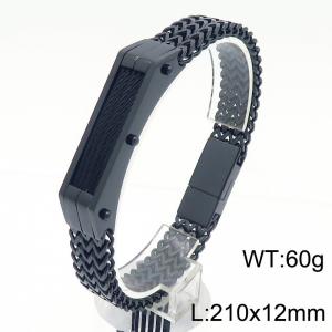 European and American Volkswagen Design Personalized Hip Hop Style Stainless Steel Keel Chain Temperament Black Bracelet - KB182960-KFC