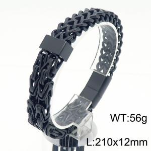 European and American Volkswagen Design Personalized Hip Hop Style Stainless Steel Mixed Chain Magnetic Buckle Style Black Bracelet - KB182964-KFC