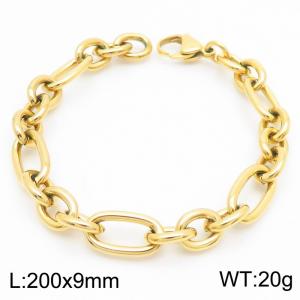 European and American Fashion Stainless Steel 200 × 9mm size 3：1 O-shaped chain lobster buckle charm gold bracelet - KB182968-KFC