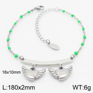 Drip Beads Heart Charm Bracelet for Women Stainless Steel Trendy Jewelry - KB183116-Z