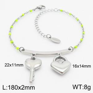 Drip Beads Heart Key Charm Bracelet for Women Stainless Steel Trend Jewelry - KB183118-Z