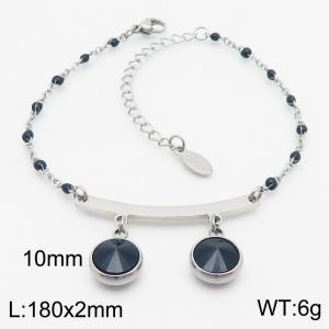 Black Drip Beads Stone Charm Bracelet For Women Stainless Steel Trendy Jewelry - KB183120-Z