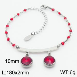 Red Drip Beads Stone Charm Bracelet For Women Stainless Steel Trendy Jewelry - KB183121-Z