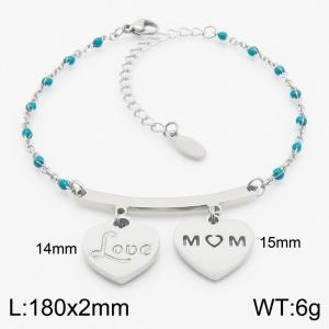 Drip Beads Double Heart Charm Bracelet for Women Stainless Steel Trendy Jewelry - KB183124-Z