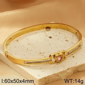 Stainless Steel Stone Bangle - KB183205-SP