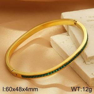 Stainless Steel Stone Bangle - KB183206-SP