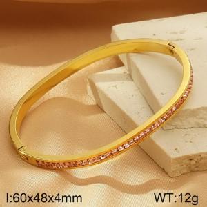 Stainless Steel Stone Bangle - KB183209-SP