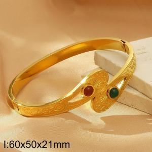 Stainless Steel Stone Bangle - KB183211-SP