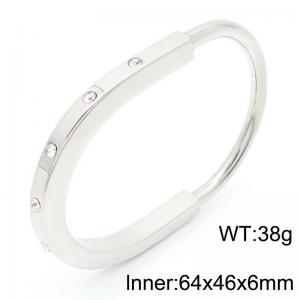 Stainless Steel Stone Bangle - KB183439-SP
