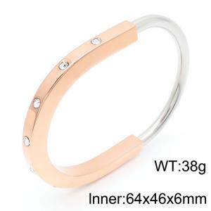 Stainless Steel Stone Bangle - KB183440-SP