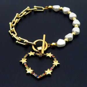 Stainless Steel Gold-plating Bracelet - KB183546-WH