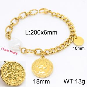 Stainless Steel Gold-plating Bracelet - KB183810-Z
