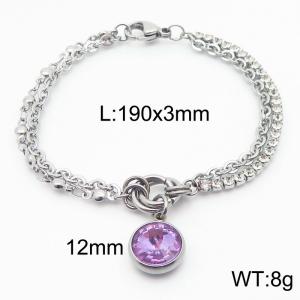 Stainless Steel Stone Bracelet - KB183824-Z