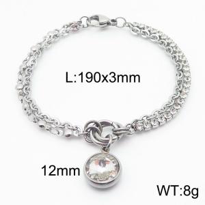 Stainless Steel Stone Bracelet - KB183828-Z