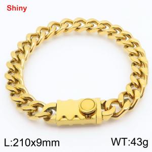 Fashionable stainless steel 210 × 9mm double-sided grinding chain creative small circle splicing rectangular combination buckle charm gold bracelet - KB184231-Z