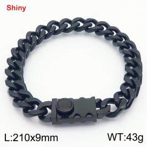 Fashionable stainless steel 210 × 9mm double-sided grinding chain creative small circle splicing rectangular combination buckle charm black bracelet - KB184232-Z
